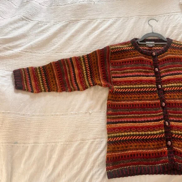 SFDG 100% Alapaca Colorful Cardigan Size M - Picture 6 of 7
